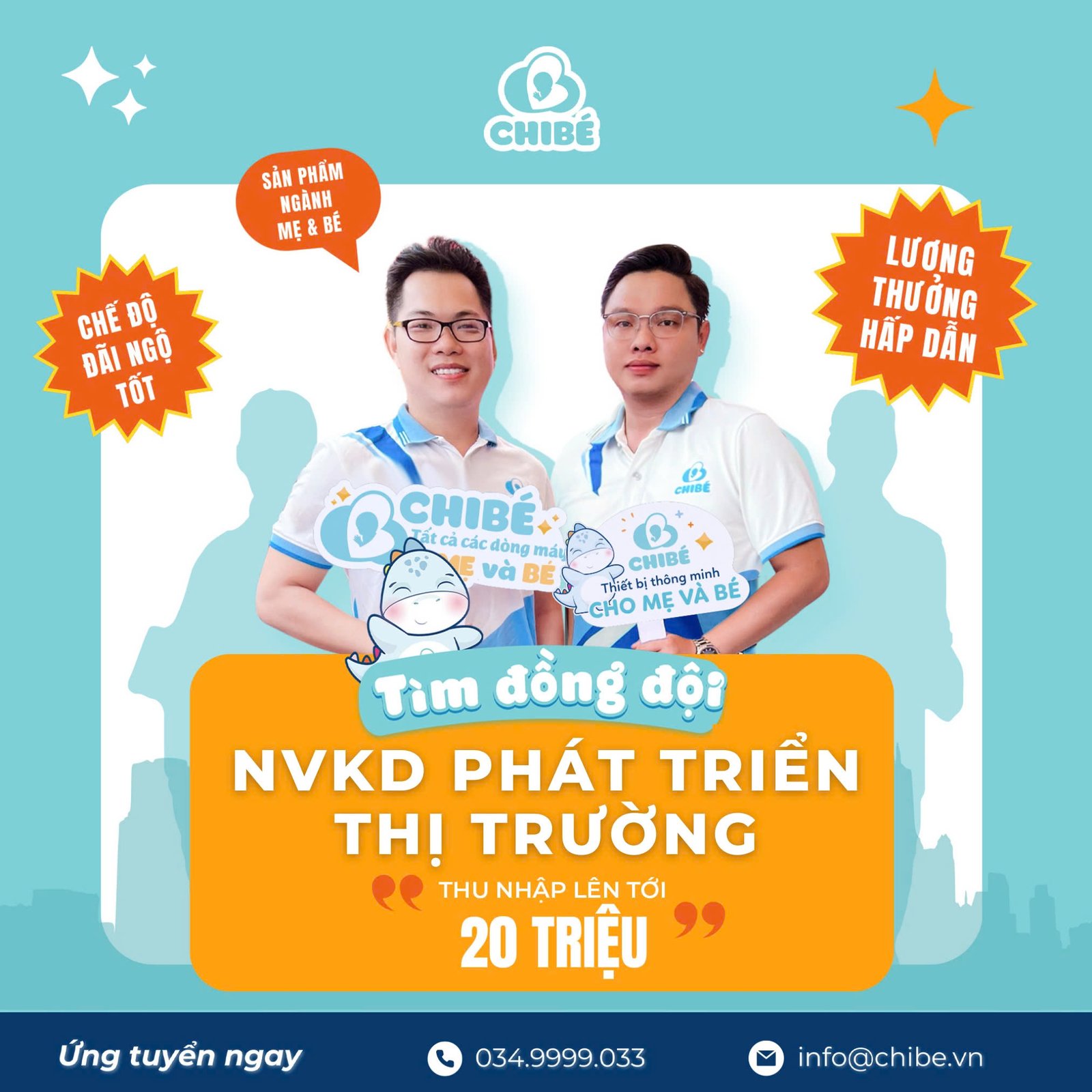 [THÁNG 8/2024] CHIBÉ TUYỂN DỤNG NVKD THỊ TRƯỜNG THU NHẬP LÊN ĐẾN 20 TRIỆU!